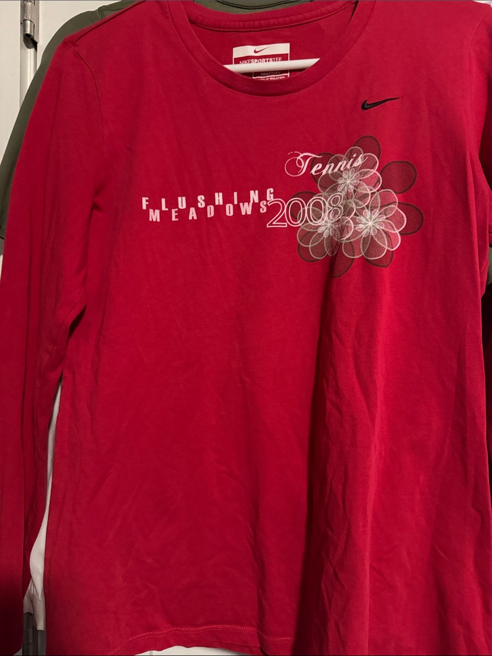 Nike Red Long Sleeve Tennis Graphic Tee